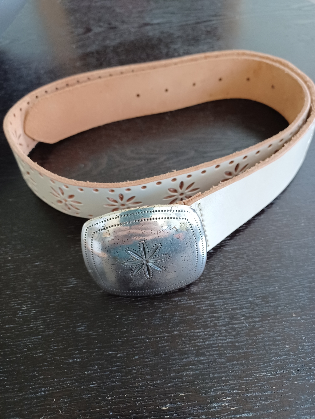 Candies Floral Cutout Leather Belt With Metal Buckle-Large